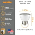 thumbnail image 2 of Sunlite LED PAR16 Short Neck Recessed Spotlight Bulb, 7 Watts, (60W Halogen Replacement), Medium E26 Base, Dimmable, ETL Listed, 4000K Cool White, 6-Pack, 2 of 3