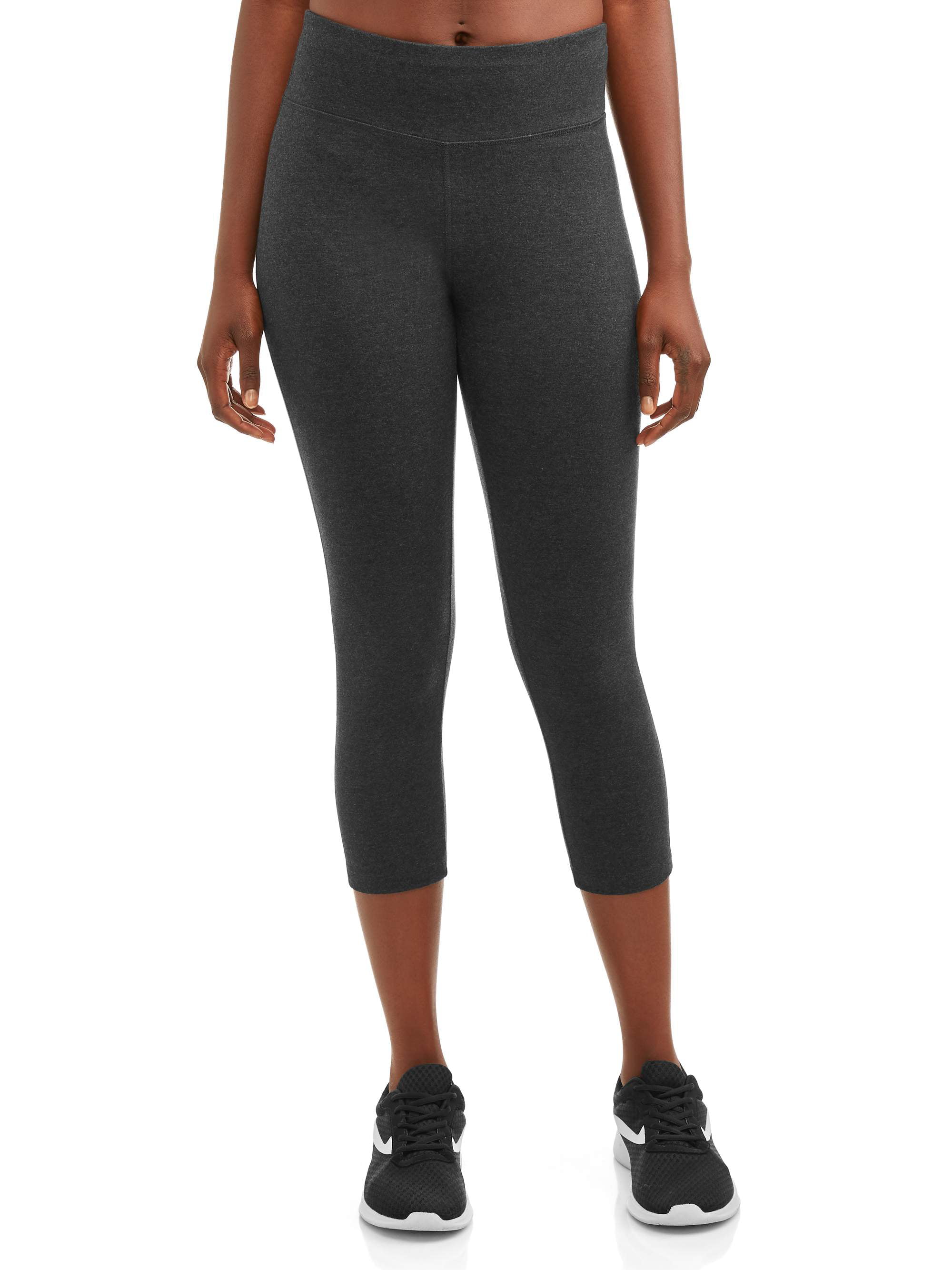 Women Yoga Sweat Pants Spandex Cotton Sports Fitness Capri Leggings Gray M 