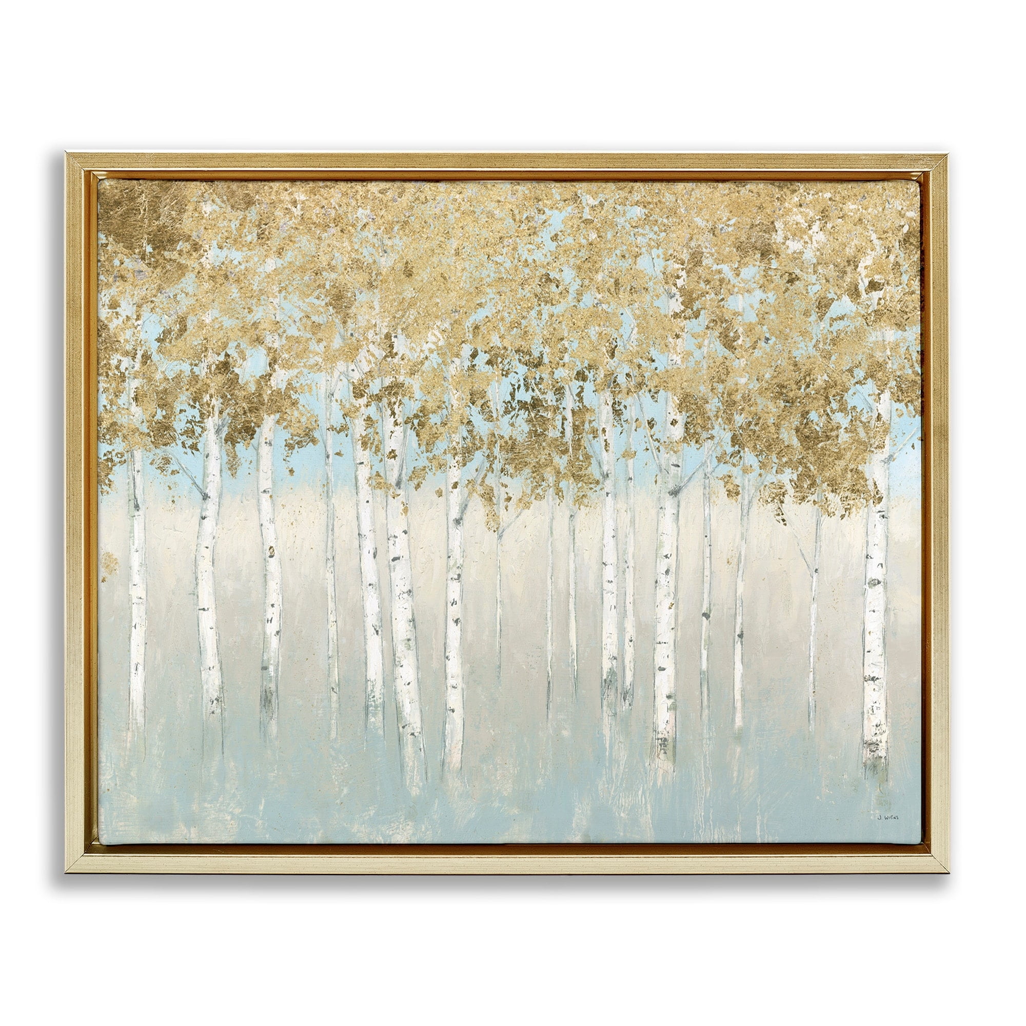 Stupell Industries Abstract Gold Tree Landscape Painting Metallic Gold Framed Floating Canvas Wall Art, 16x20, by James Wiens