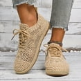 thumbnail image 2 of Womens Shoes,Casual Shoes Round Toe Flat Soled for Comfort Wear Large Casual Shoes for On Design,Shoes for Women,Beige,9, 2 of 9