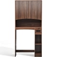 thumbnail image 2 of Ktaxon Large Fluted Over the Toilet Bathroom Storage Cabinet Space Saver, Walnut, 2 of 18