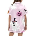 thumbnail image 4 of CONFREE Halloween Women's Pajama Sets Short Sleeve Satin Sleepwear Tops Shorts Hallowmas Pumpkin Ghost Pjs for Women Cozy Nightwear, 4 of 5
