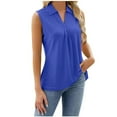 thumbnail image 4 of Tank Tops for Women Plus Size Clearance Lace Sleeveless V Neck Solid Color Top Blue L, 4 of 5