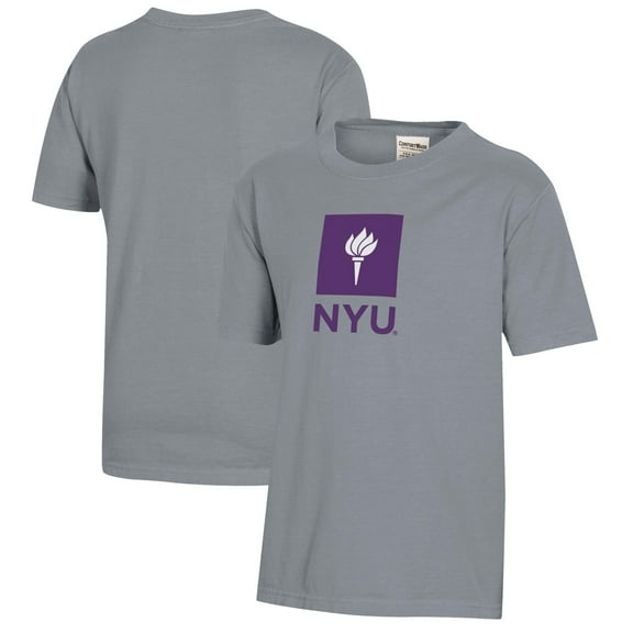 Youth  Gray NYU Violets Logo Comfort Wash T-Shirt