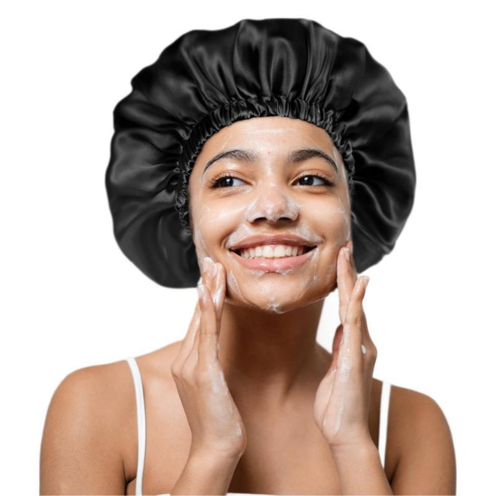 2-Pack Adjustable Satin Bonnet for Women, Double-Layer Sleep Cap & Shower Hat