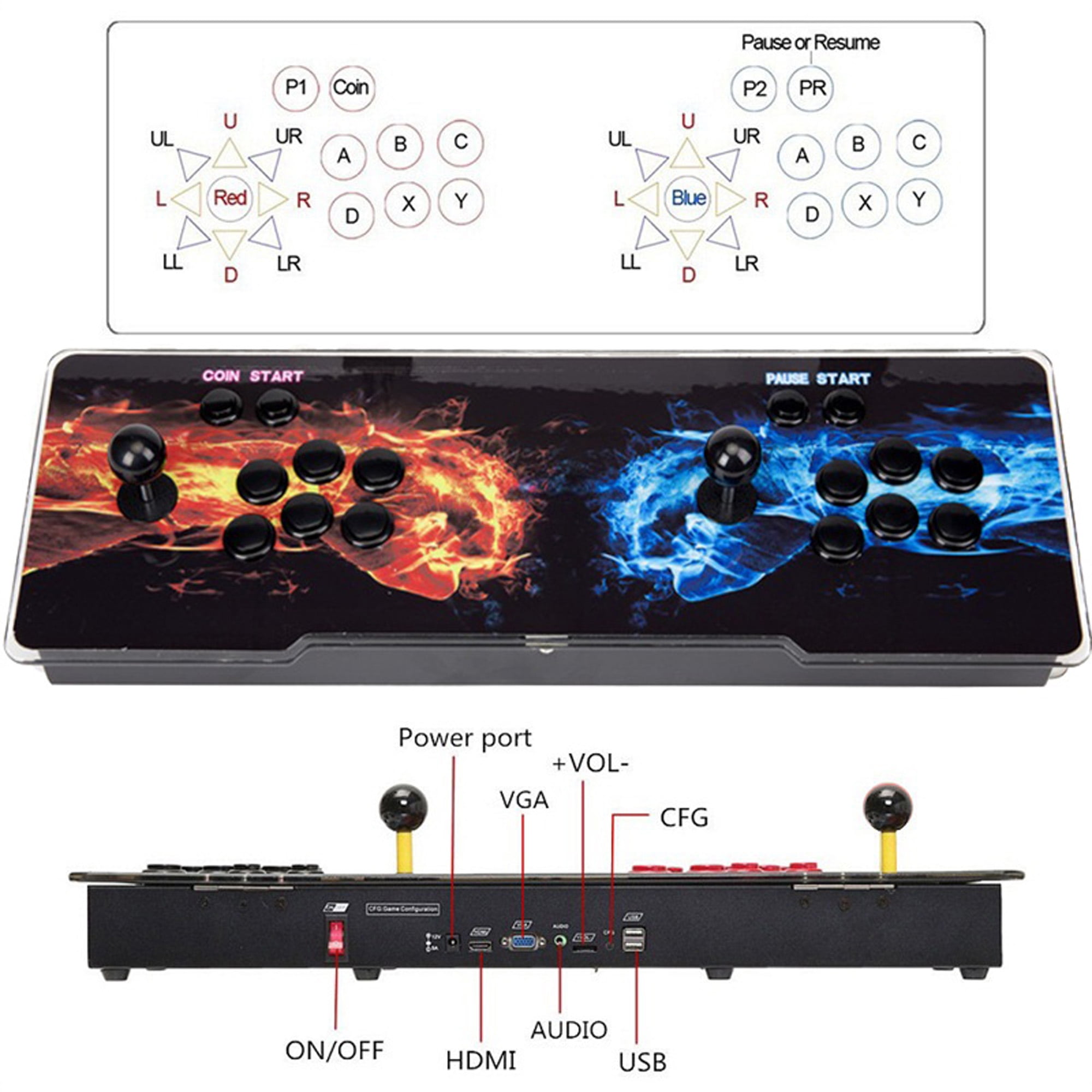 TOJASDN 10000 Games in 1 Arcade Game Console ，Pandora Box 3D Double  Stick，WiFi Function to Add More Games，Retro Game Machine for PC & Projector  