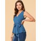 thumbnail image 4 of INSPIRE CHIC INSPIRE CHIC Tops De Verano Para Mujer, Sin Mangas, Con Escote En V, Con Lazo, En La Cintura Lago azul S, 4 of 4