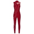 thumbnail image 3 of CHICTRY Women's Sleeveless Rhinestone Gymnastics Unitard Ballet Dance Leotard Skating Jumpsuit Bodysuit Burgundy XL, 3 of 7