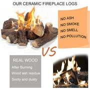 ATR ART to REAL 9 Pcs Fake Gas Fireplace Logs,Ceramic Wood Log Sets for Indoor or Outdoor Fire Pit