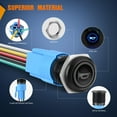 thumbnail image 3 of 12V Marine Horn Button 16MM Momentary Push Button Switch - Stainless Steel Blue LED Lighted Speaker Switch 180MM Wiring Harness for Car Auto Marine Boat, 3 of 7
