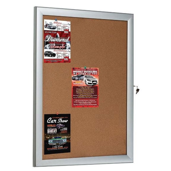 Universal Showboard With Cork 9x8.5"x11" Viewable Area, Silver Frame