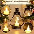 thumbnail image 7 of Vintage Christmas LED Lantern, Bronze Hurricane Lamp with Flickering Flameless Candle, Battery Operated Tabletop & Hanging Light for Indoor Christmas Holiday Decor, 7 of 7