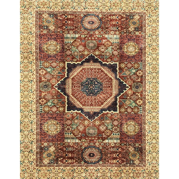 Ahgly Company Indoor Rectangle Abstract Fire Brick Red Abstract Area Rugs, 2' x 3'