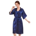thumbnail image 5 of LYMAYTER ‌Women Satin Robe‌ Soft Luxurious Bathrobe Mid-Length Elegant Loungewear for Spa & Home M-3XL, 5 of 9