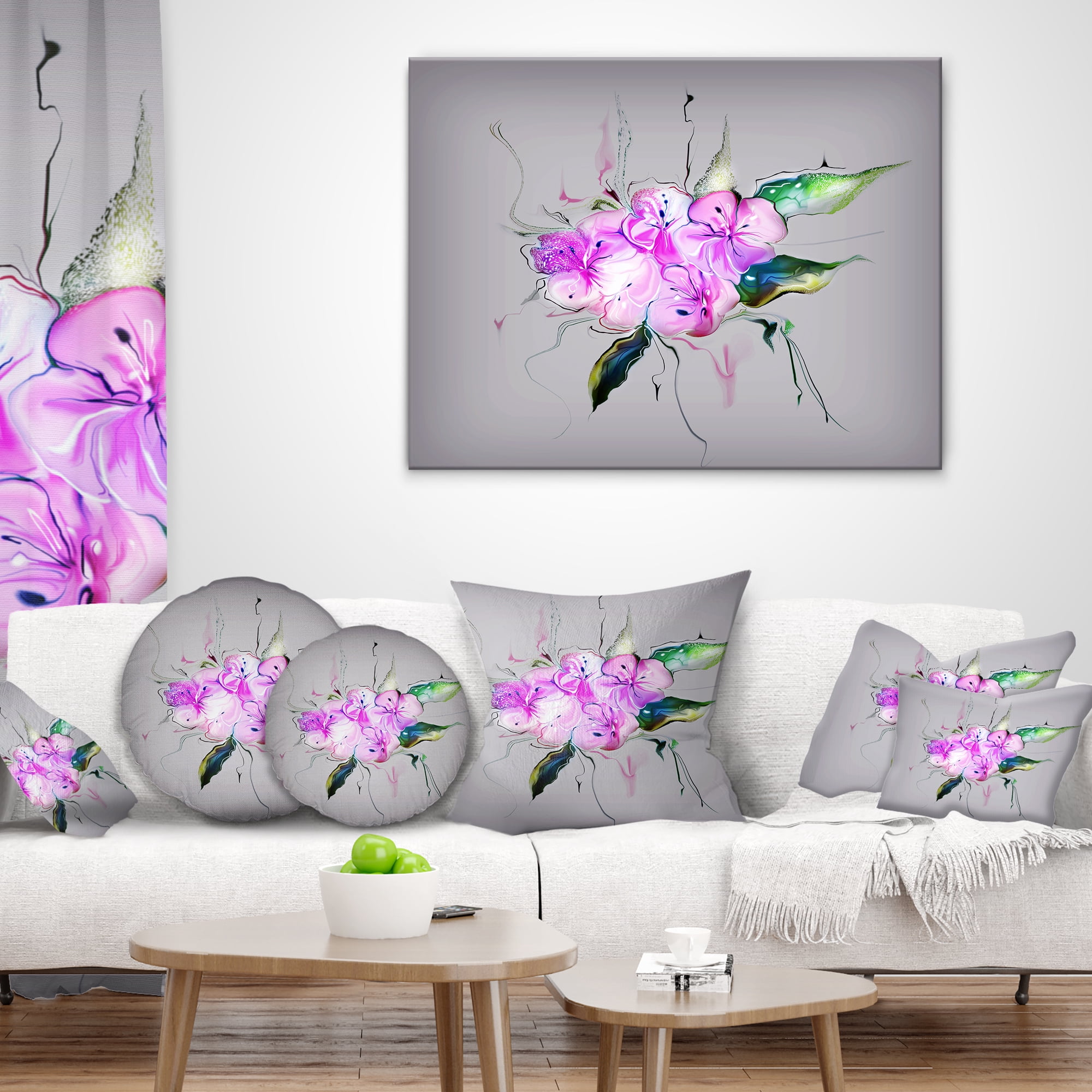 Designart Purple and Pink Pansies Flowers - Animal Throw Pillow - 12x20