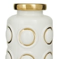 thumbnail image 6 of CosmoLiving by Cosmopolitan 12" White Ceramic Vase with Gold Circle Accents, 6 of 9