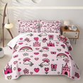 thumbnail image 2 of Manfei Dreamy Castle Twin Quilt Set, Butterfly Rainbow Twin Coverlet Set, Light Pink, 2 Pieces, 1 Bedspread and 1 Pillowcase, 2 of 7