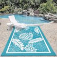 thumbnail image 6 of Findosom 6'x9' Outdoor Rug Patios Rug Waterproof RV Outdoor Rug Camping Rugs Reversible Plastic Straw Rug Large Outdoor Mat Outdoor Area Rug for Camping,Balcony Apartment,Patio,Picnic,Beach Teal, 6 of 11