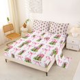 thumbnail image 2 of Manfei Cartoon Food Print Bed Sheets,Cute Pink Bowknot Full Size Sheets,4pcs,1 Flat Sheet,1 Fitted Sheet and 2 Pillowcases, 2 of 6