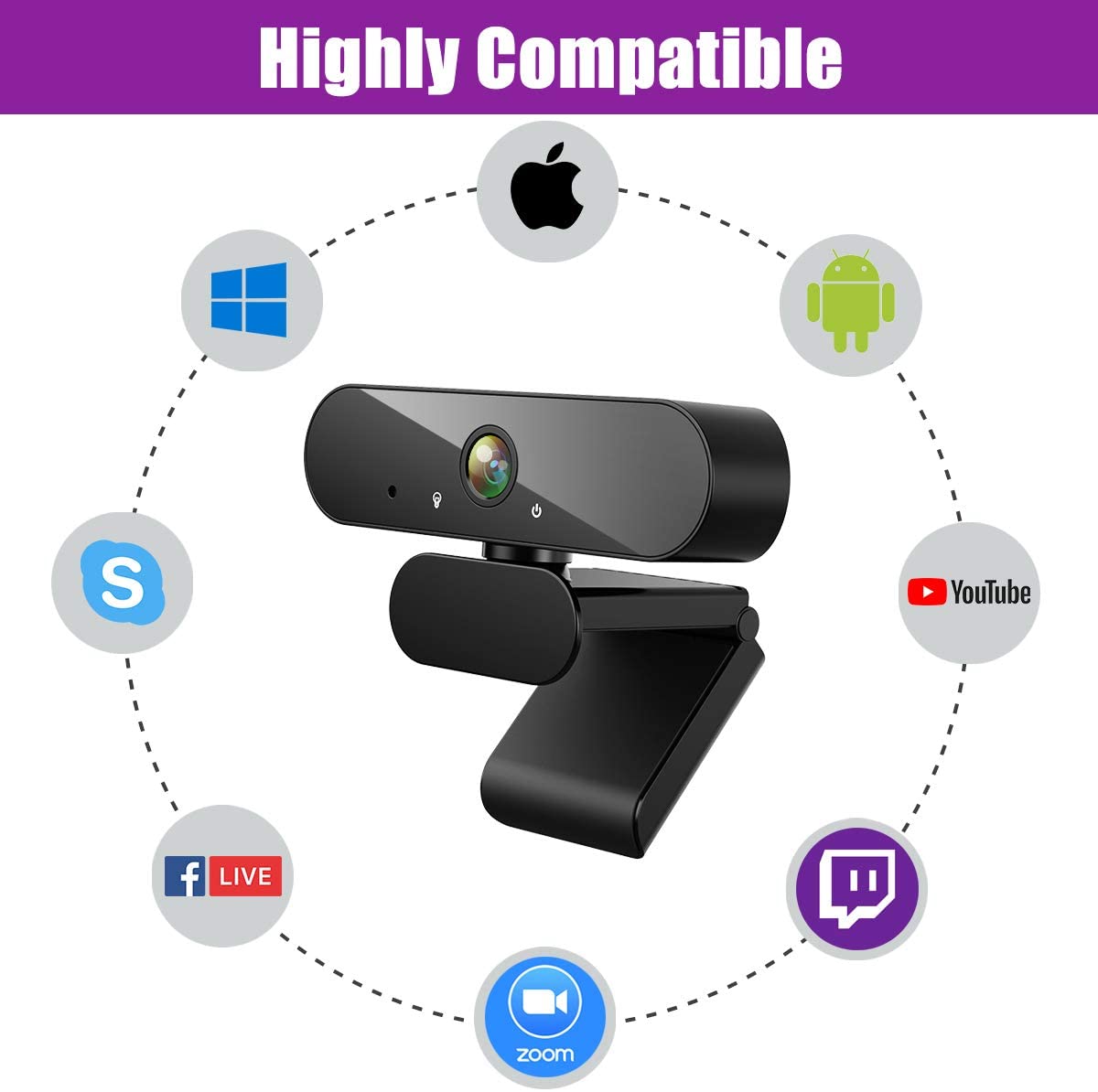 Webcam 1440P HD Computer Camera, Autofocus USB PC Webcam with Microphone, HD Wide-Angle Webcam,Laptop Desktop Full HD Camera Video Webcam,Pro Streaming Webcam for Recording,Calling Conferencing,Gaming - image 5 of 9