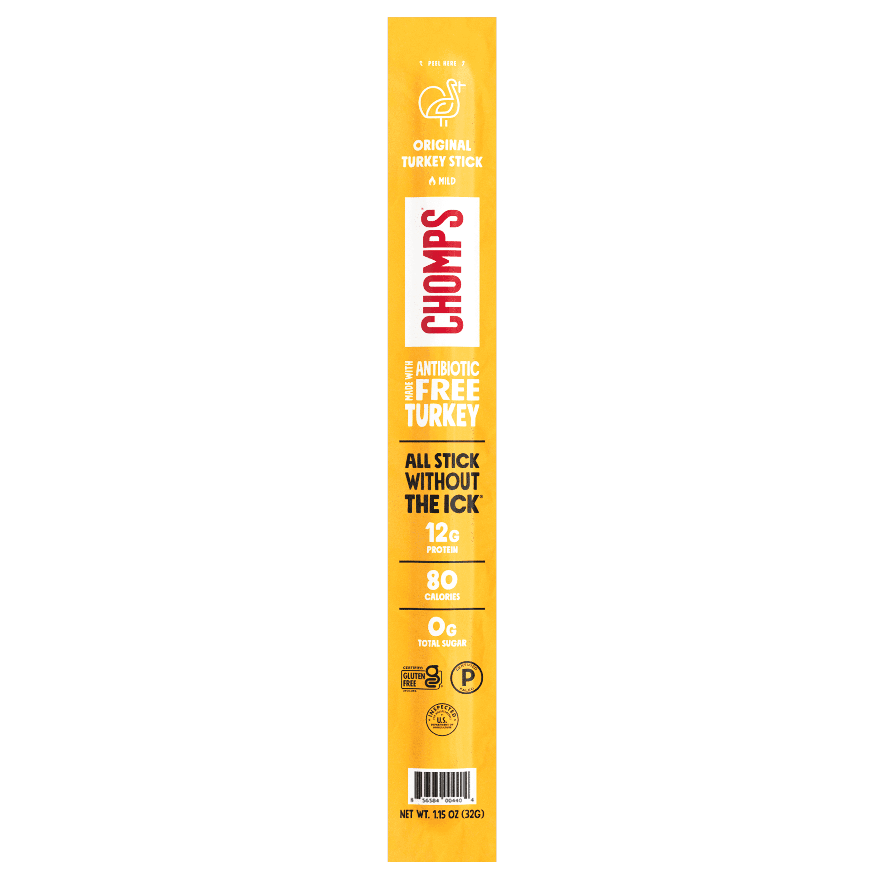 (4 pack) Chomps Original Turkey Jerky Meat Snack Stick (1.15oz Stick)