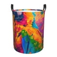 thumbnail image 1 of Balery Colorful Parrot Jungle Dream A Cesta de ropa redonda con asas, impermeable, independiente, para ropa, juguetes, dormitorio y familia-Medium, 1 of 6