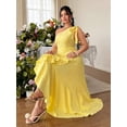 thumbnail image 7 of Pale Yellow Plus Size One-Shoulder A-Line Dress With Ruffle Hem And Tie Waist For Formal Evening Events, 7 of 7