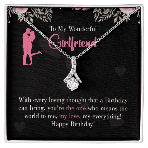 To My Girlfriend  Happy Birthday! Alluring Ribbon Necklace Message Card
