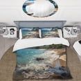 thumbnail image 2 of Designart "Aloha! Exploring the Tropical Dreamscape II" Maui Bedding Covert Set - Cityscapes Teal Landscapes Bed Set With 2 Shams, 2 of 6