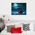 thumbnail image 4 of WERPE  - Blue Boat On Seascape and Moon in The Sky Wall Art Painting The Picture Print On Canvas Pictures for Home Decor Decoration Gift, 4 of 4