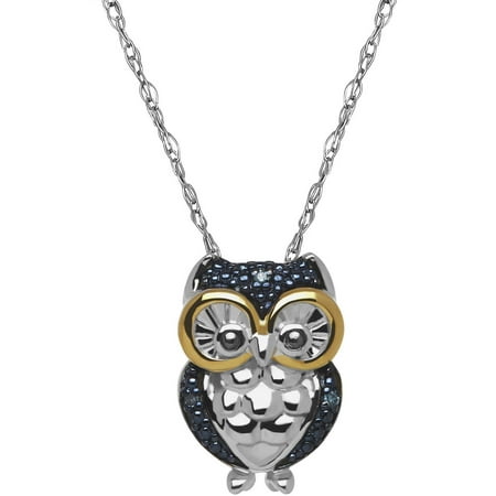 Petite Expressions Diamond Accent 18kt Gold-Plated Sterling Silver Owl Pendant, 18