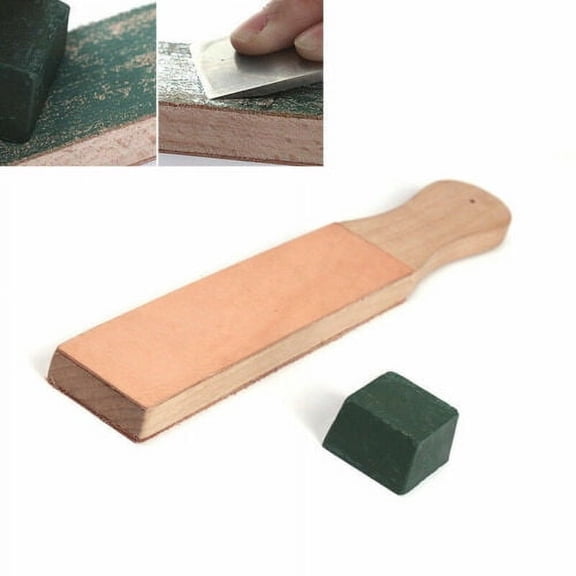 Dual Sided Leather Blade Strop Knife Razor Sharpener With Polishing Compounds