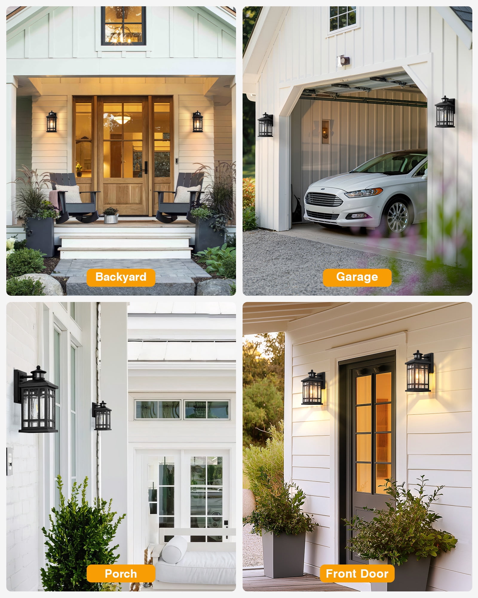 OPAXIS Motion Sensor Outdoor Wall Light, Adjustable Sensing Range Outside Lights for House, Black Dawn to Dusk Sconce Lights for Patio, Anti-Rust Waterproof Porch Lantern Wall Mount with Bubble Glass
