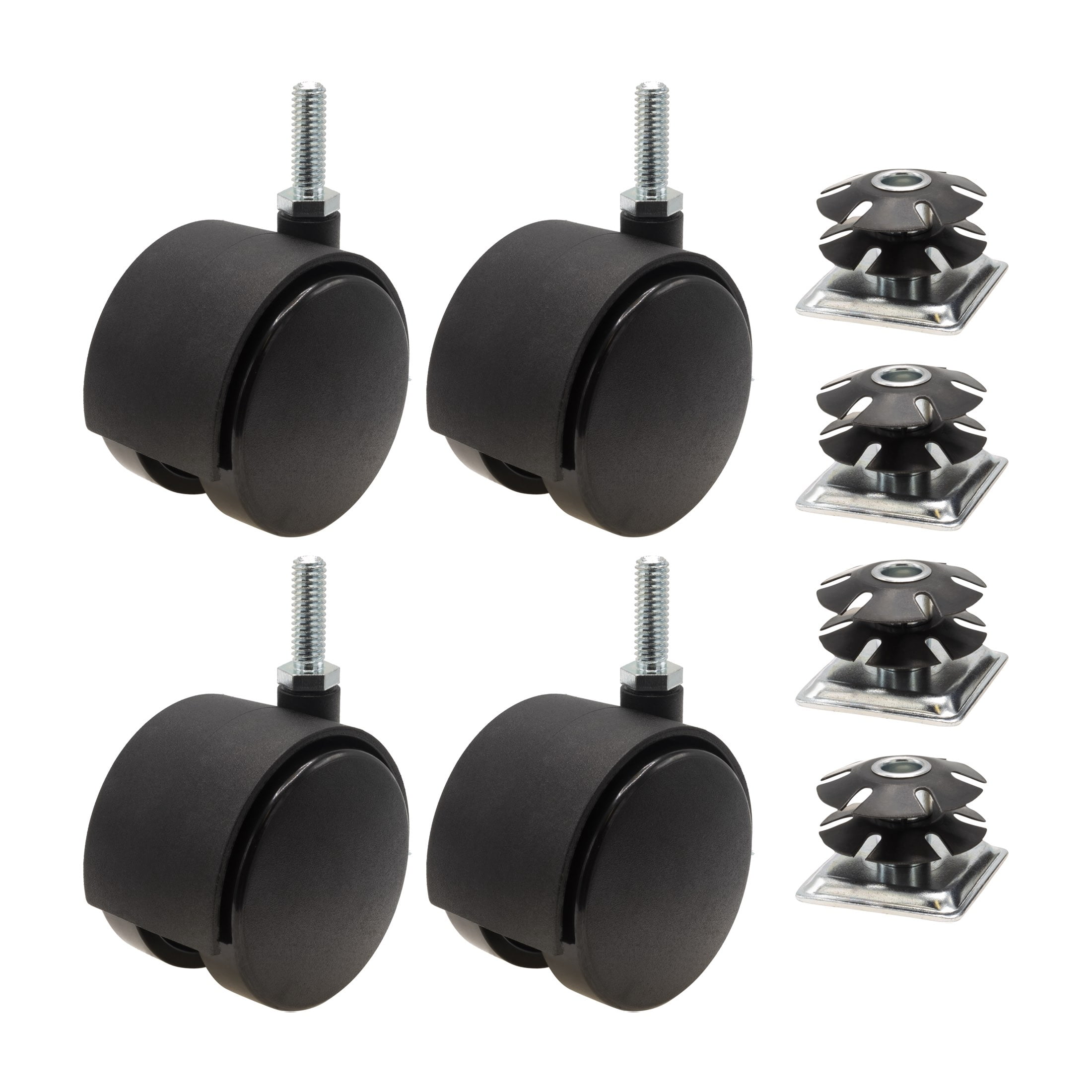 11/2" Square Metal Double Star Caster Inserts 5/1618 x 1" Threaded