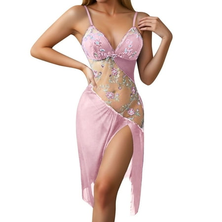 Sexy Nightgown For Women Lace Dress For Women Red Lingerie Hollow Irregular Embroidery Flower Lingerie For Women Bridal Lingerie For Women