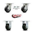 thumbnail image 2 of 4 Inch Kingpinless Rubber on Aluminum Wheel Caster Set 2 Swivel Locks 2 Rigid, 2 of 2