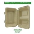 thumbnail image 2 of 9x6x3 Compostable 2 compartment Fiber Molded/Bagasse Take out Container, Hinged, Unbleached, 250 CT, 2 of 3