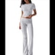 thumbnail image 2 of Pantalón de Traje de Corta Ajustado de Color Liso Gris L, 2 of 9