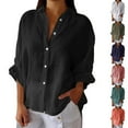 thumbnail image 4 of Jxximdong Button Up Shirts Women Ladies Summer Cotton And Linen Tie Back Design Shirt Loose Blouse Casual Top Black Spring Tops S, 4 of 5