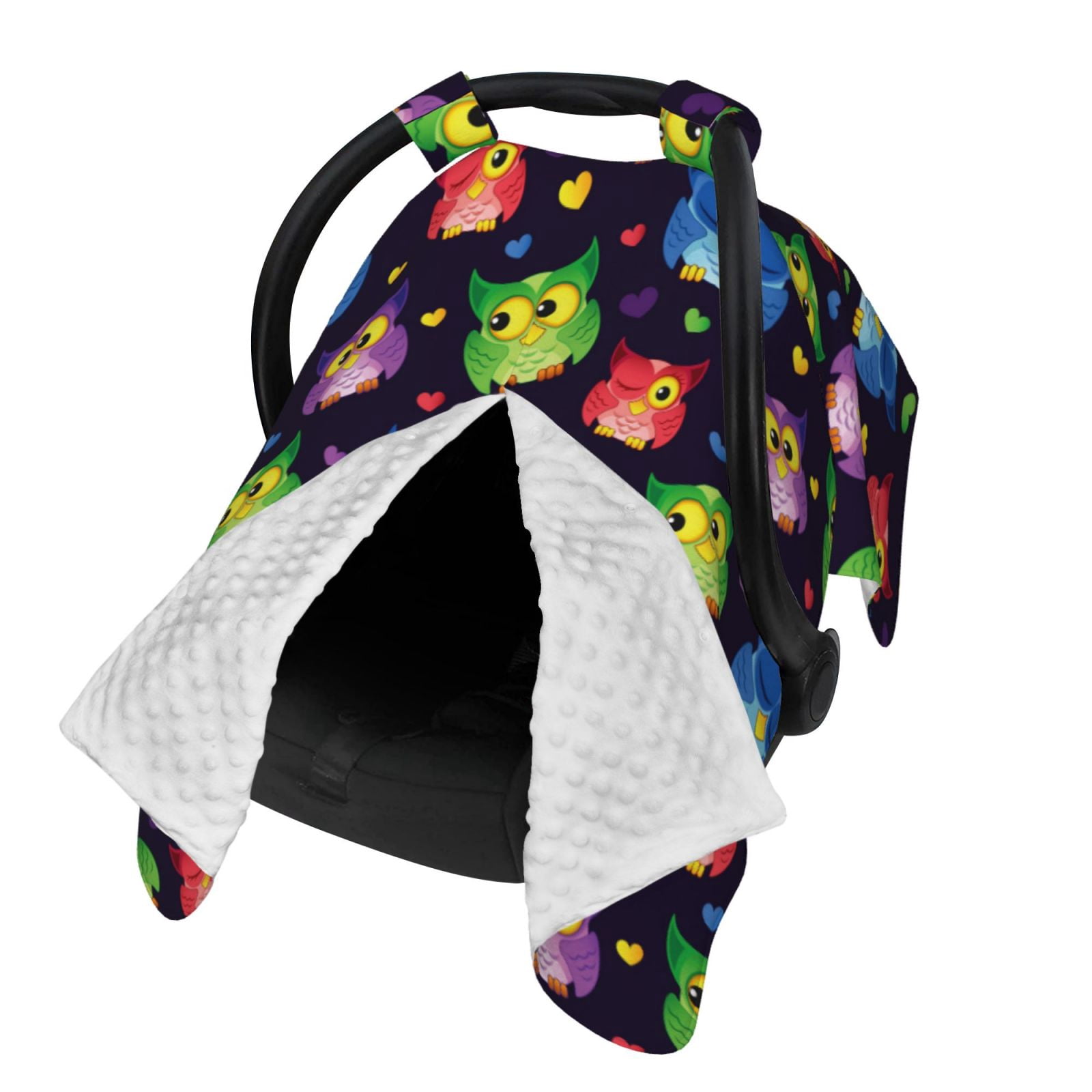 Naloa Owls And Hearts Baby Car Seat Cover, Breathable Baby Carrier Cover, Multiuse Baby Carrier Cover & Nursing Breastfeeding Cover