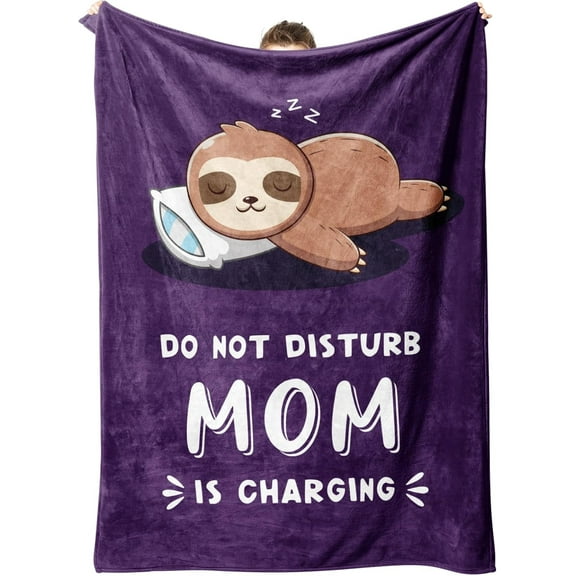 Funny Gifts for Mom Christmas, Mom is Charging Sloth Blanket, Birthday Gifts for Moms from Daguther Son, Moms Gift for Mothers Day, Soft Sloth Throws Blanket for Mother