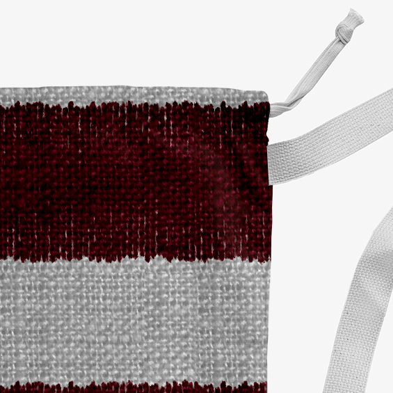 Simply Daisy Stripes with a Sprig of Holly 18 x 29 in Red-Grey Laundry Bag