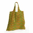 thumbnail image 2 of Rasta Reusable Portable Bag, Vivid Colors Ethiopian Flag Colors in Wavy Style Stripes Image, Fabric Market Bag Sturdy Easy to Clean Foldable Slim Design, Marigold Green and Red, by Ambesonne, 2 of 4