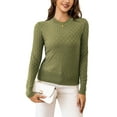 thumbnail image 2 of a.Jesdani Womens Sweaters Soft Checkered Pullover Sweater Fall Long Sleeve Knit Green Sweater L, 2 of 12