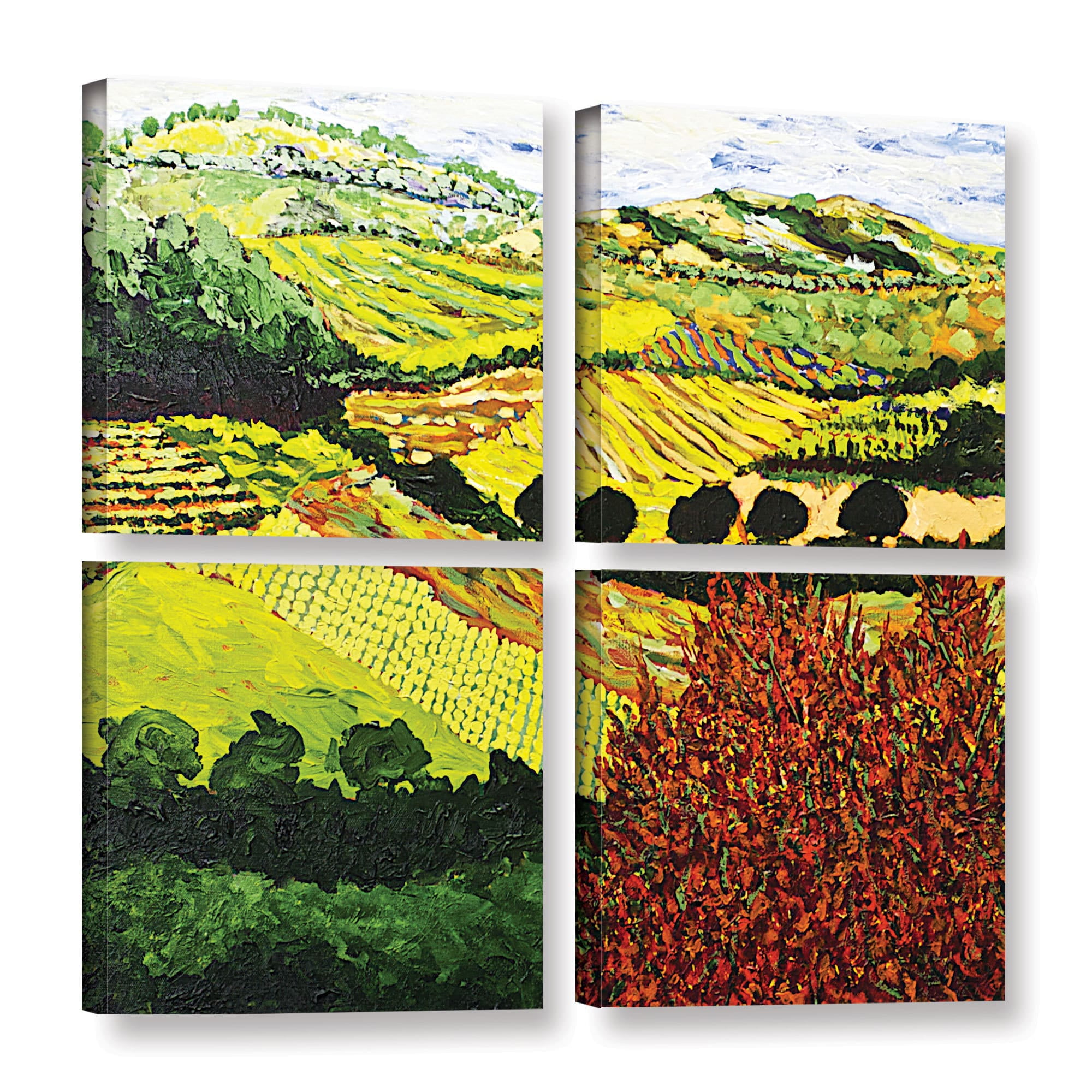 ArtWall Allan Friedlander "Red Bush" 4-Piece Gallery-wrapped Canvas Square Set