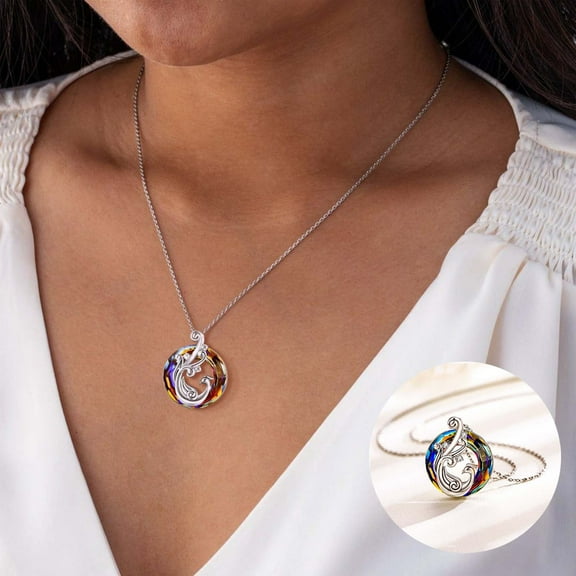 HOARBOEG Peacock Necklace Alloy Peacock Pendant Necklace with Rotundity Crystal Rainbow Crystal Necklace , Woman Peacock Jewellery Gifts Mother's Day Valentine's Day Gift