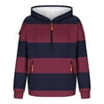 thumbnail image 3 of Maplenight Big and Tall Cargo Hoodies for Men Casual Comfy Long Sleeve Quarter Zip Sweatshirt Color Block Striped Trendy Outdoor Pullover Sportswear, 3 of 5