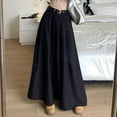 thumbnail image 2 of TNOBHG Women A-line Skirt Women Skirt Elegant Flared A-line Midi Skirt with Pockets Fashionable Solid Color Lady Skirt for Autumn Flared Skirt with Pockets, 2 of 8