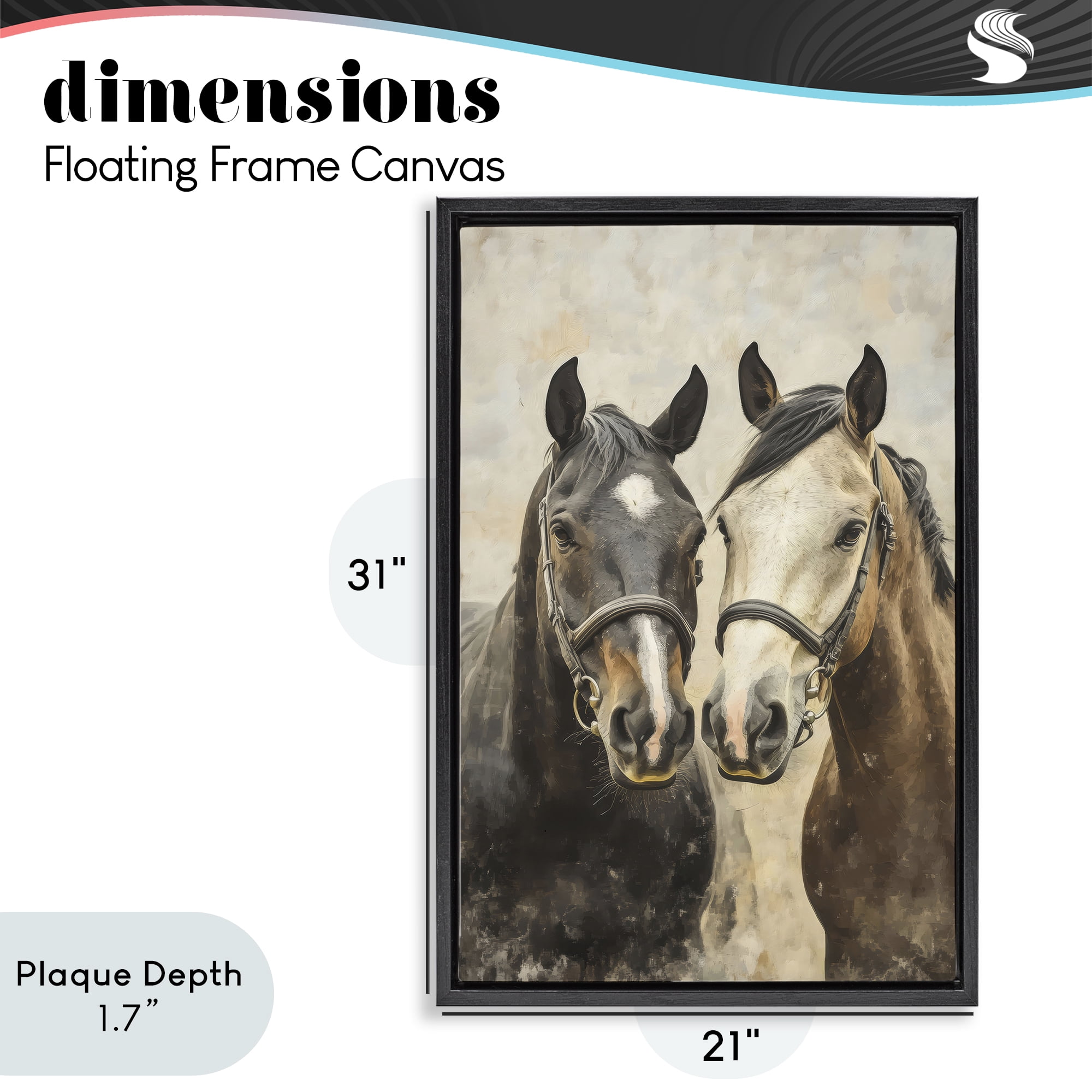 Stupell Industries Pair of Horses in Harmony Black Framed Floater Canvas Wall Art, design by Creative Studio