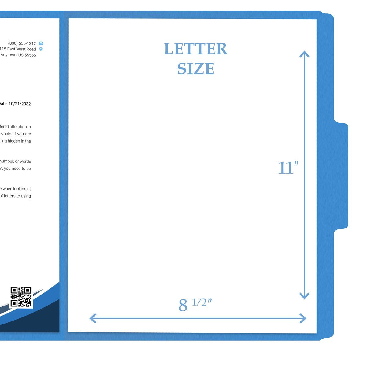 Blue File Folders, 1/3 Cut Top Tab, Letter Size, Perfect for Organizing Documents in File Drawers, Box of 100